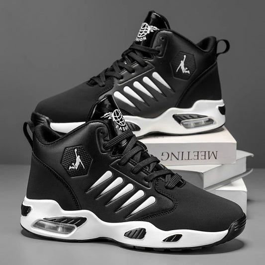 Men's High-Top Basketball Shoes Feature a Breathable Mesh Design for Maximum Comfort Outdoor Shock-Absorbing Running Shoes, High-Rebound Cushioning Technology, Make Running Smoother and More Comfortable, Enhance Support, Styl