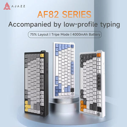 AJAZZ AF82 Low-Profile Electrostatic Keyboard 4000mAh Tri-Mode 75% Type-C Display Screen Keyboard Office Gaming E-sport