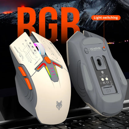 Ratón XUNSVFOX H2 inalámbrico Bluetooth de doble modo con iluminación RGB, para portátil, gaming y oficina, con carga magnética