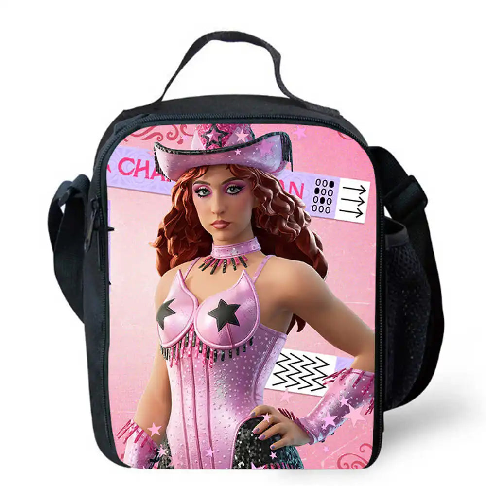 Lunch Bags for Children, Cartoon Fortnite School Picnic Bags for Girls and Boys, Kids Insulated Cooler Lunch Bags Portable Lightweight