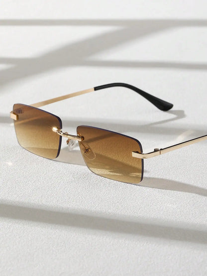 1/2PCS Unisex Metal Square Frame Fashio Rimless Sunglasses For Outdoor Beach Party