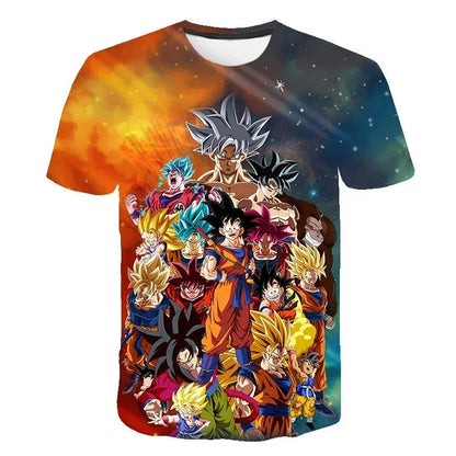 2024 New Fashion Dragon Ball 3D T-shirt Summer Short Sleeve O-Neck Goku Vegeta Men's Casual Shirt Boys'