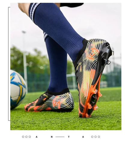 New Men's Soccer Shoes Cleats High-Quality Football Boots Hot-Selling Sneakers Grass Non-Slip Boys Match Outdoor High-Top Light