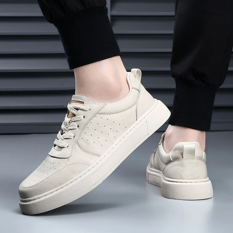 DIMANYU Men's Sneakers Genuine Leather 2026 New Summer Casual Shoes Men Platform Lace-Up Simple Fashion Breathable Shoes Men