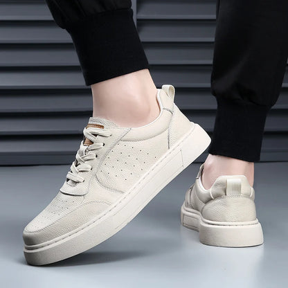 DIMANYU Men's Sneakers Genuine Leather 2026 New Summer Casual Shoes Men Platform Lace-Up Simple Fashion Breathable Shoes Men