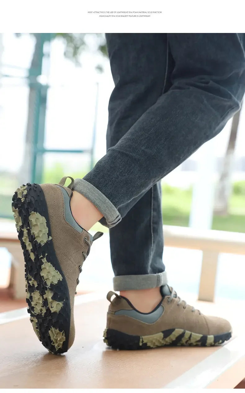 Suede Leather Shoes PU Fabric Wide Toe Shoe Anti-slip Hiking Shoe Workwear Men's Sports Shoes Women's Outdoor Walking Shoes