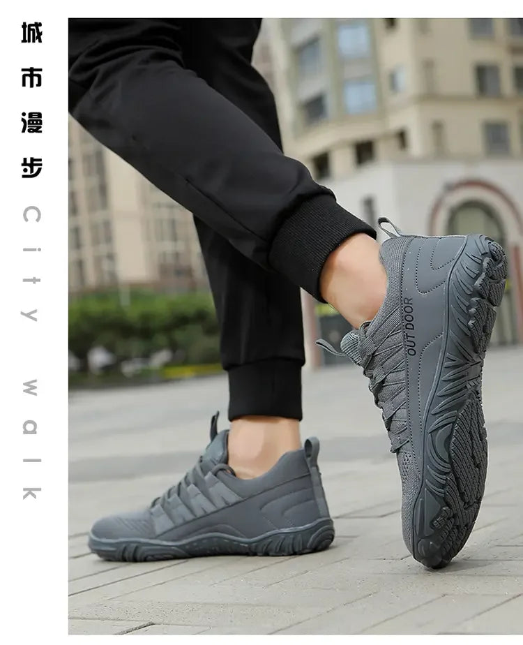 Scarpe da uomo semplici e leggere da trekking sportivo 2025, barefoot a punta larga, multifunzionali casual in mesh traspirante per camminare