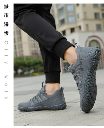 Scarpe da uomo semplici e leggere da trekking sportivo 2025, barefoot a punta larga, multifunzionali casual in mesh traspirante per camminare
