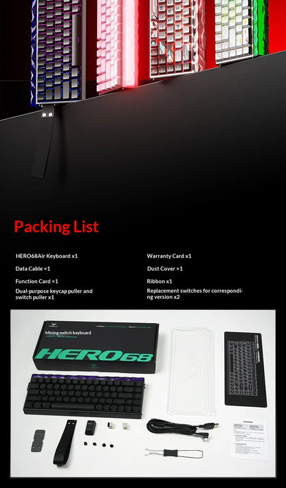 New AULA HERO68 Air 3-mode Magnetic Switch Gaming Mechanical Keyboard E-sport Custom Wired Keyboard Ergonomic Accessories