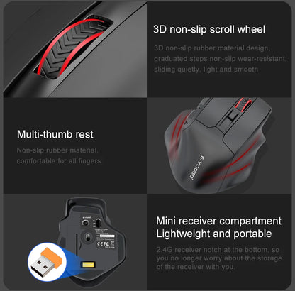 E-YOOSO X-31 Pro USB Gaming Large Mouse, Supports Bluetooth 2.4G Wireless, PAW3212 4800 DPI for Gamer Mice, Computer, Laptop, PC