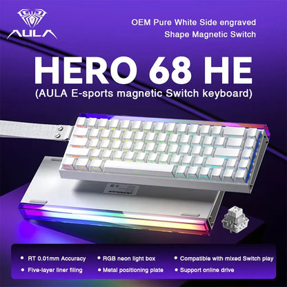 AULA HERO68 HE Tastatur mit Magnetschaltern, Rapid Trigger, 8K Polling Rate, Esports-Gaming-Tastatur, RGB, kabelgebundene mechanische Tastatur