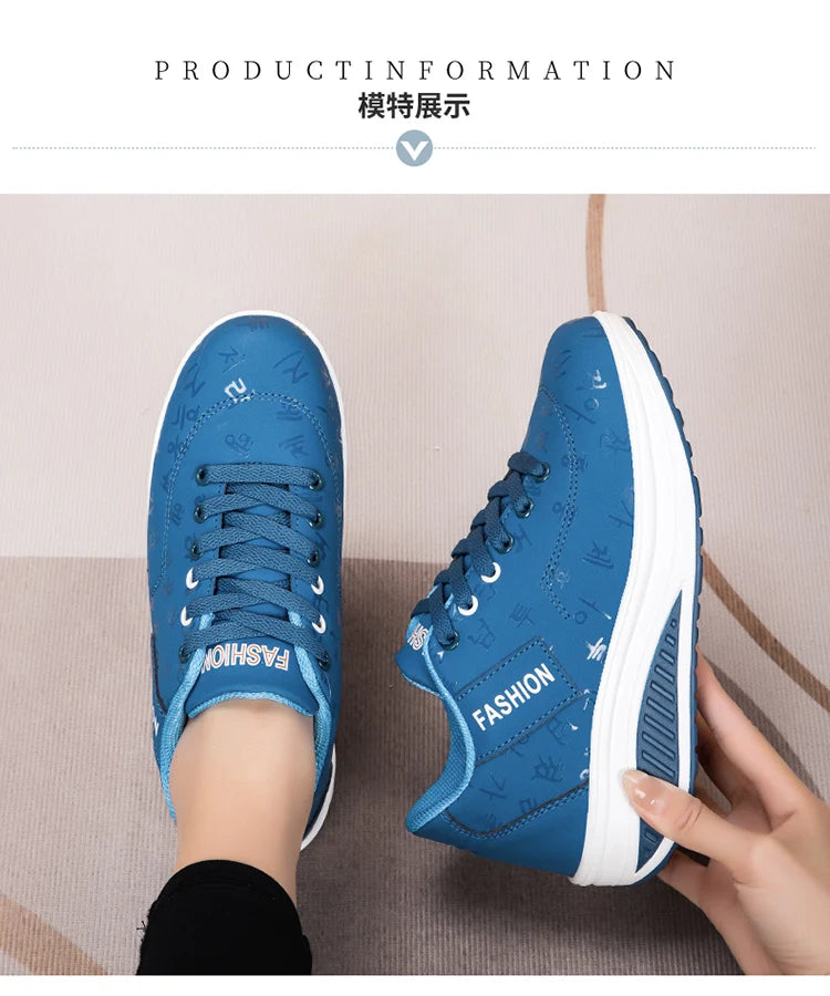 Scarpe casual da donna outdoor con suola spessa, platform alla moda, taglia grande 42, fondo piatto, scarpe sportive per camminata e corsa