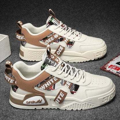Zapatillas de hombre tipo skate para verano, en cuero, informales y de moda, para exterior, running, deporte, senderismo y tenis, con plataforma, diseño de lujo