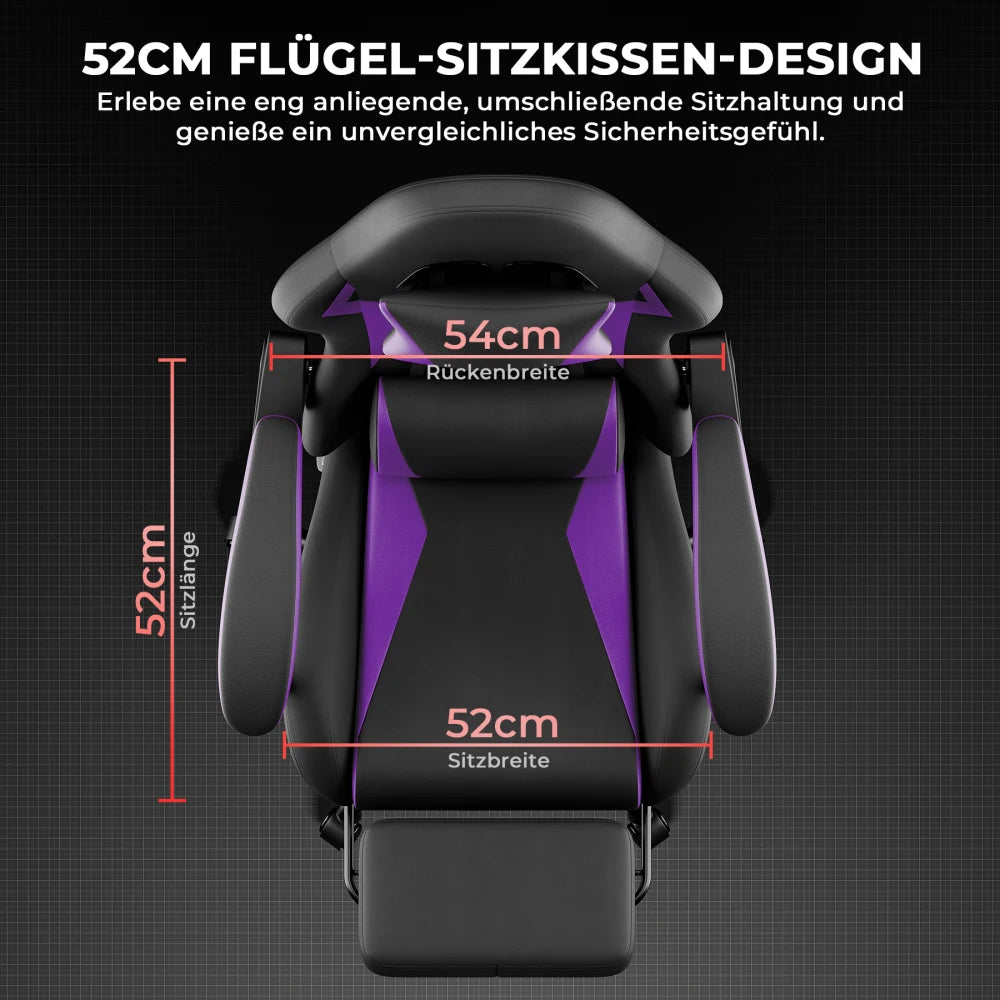 Gaming Chair Ergonomic Gaming Chair with Lumbar Pillow and Headrest, Gamer Chair Height Adjustable, PC Chair for Adults Girls Boys, Black Purple