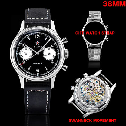 1963 Panda Pilot Chronograph Watch Men 40mm Air Force Sapphire Senior  ST1901 Mechanical Wristwatches Retro Clock Reloj Hombre