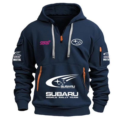 2026 New SUBARU Racing European Size Autumn/Winter Men's Hooded Kangaroo Pocket Sports Fleece Hoodie Top Coat