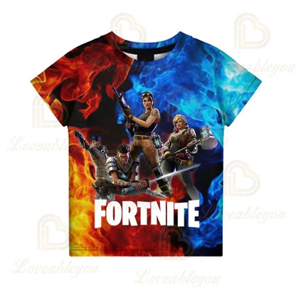 Battle-Royale-T-Shirt Fortnite Victory, T-Shirt für Kinder, Oberteile für Mädchen und Jungen, Harajuku-Shirts, Kinderkleidung 3D, 2025 NEUES DESIGN