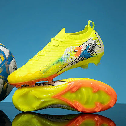 New Men Football Boots Cleats Training Shoes Soccer Shoes Non-Slip Match Ultralight Soccer FG Long Spikes Outdoor Drop Shipping