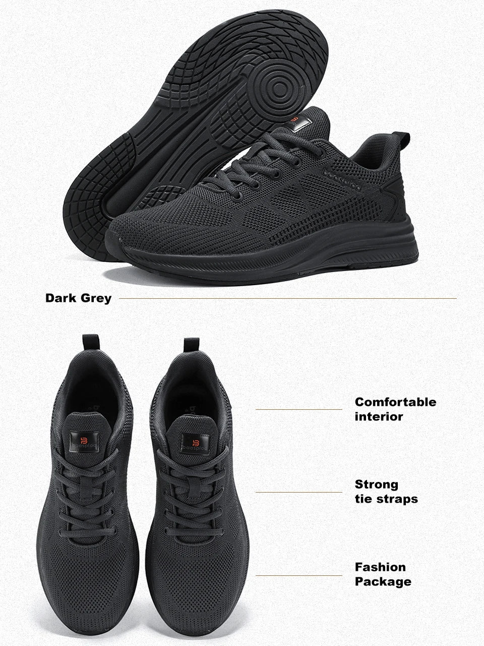 Baasploa Men's Running Shoes Brand, Male Designer Mesh Casual Sneakers, Lightweight Lace-Up New Male Outdoor Sports Tennis Shoes