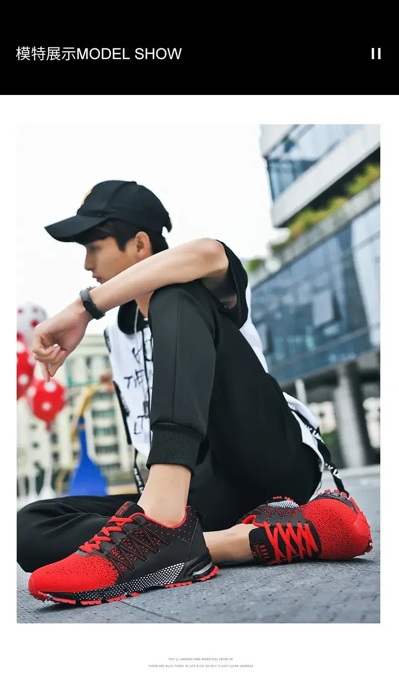 2025 Thick-Soled Sports Shoes Youth Mesh Breathable Running Shoes Trendy Spring Summer Korean Large Black and White Shoes Walk