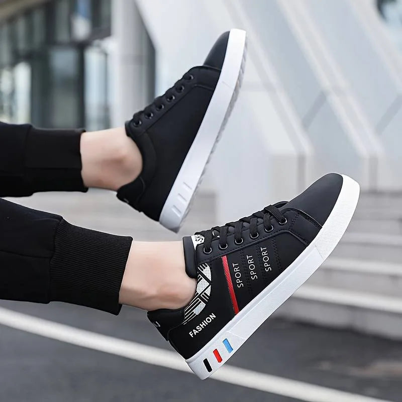 Men's Low-Top Skateboarding Sneakers - Breathable Synthetic Upper, Durable Pvc Sole, Round Toe Design, Suitable for Casual and Formal Wear Skateboard Shoes, Casual Shoes, Stylish Lace-Up Design, Equipped with Comfortable Fabr