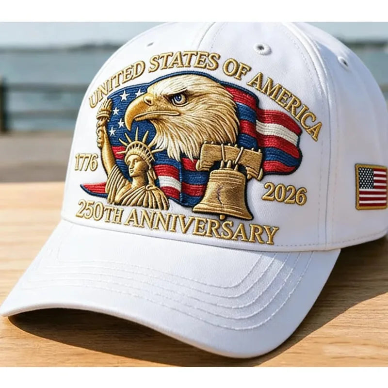 1pc United States 250th Anniversary Baseball Caps for Women,Washed Retro Design,Handmade Embroidery Hat for Parties,Adjustable