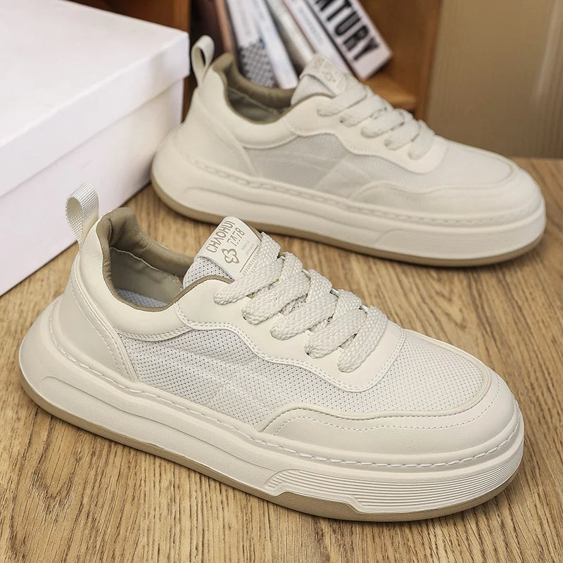 Ultraleichte atmungsaktive Mesh-Sneaker für Herren 2025 – modische Freizeitschuhe mit dicker Sohle, komfortable Schnür-Trainer für tägliche Spaziergänge