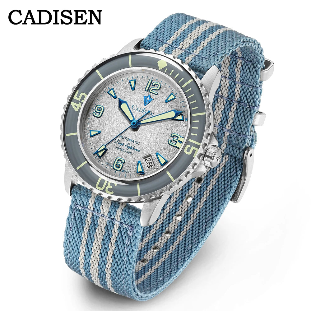 CADISEN Deep Explorer MIYOTA 8215 Automatic Mechanical Watch Man Canvas Strap Wristwatch Luxury Luminous Waterproof Watches