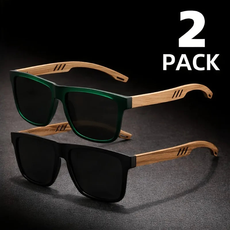 1/2pcs Unisex retro walnut ultra-light glasses, polarized lenses, suitable for daily and formal occasions.