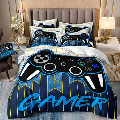 Gamer Bedding Sets for Boy Kid Gaming Duvet Cover Set Queen Video Games Comforter Cover, Playstation Designs Bed Set for Teen Men