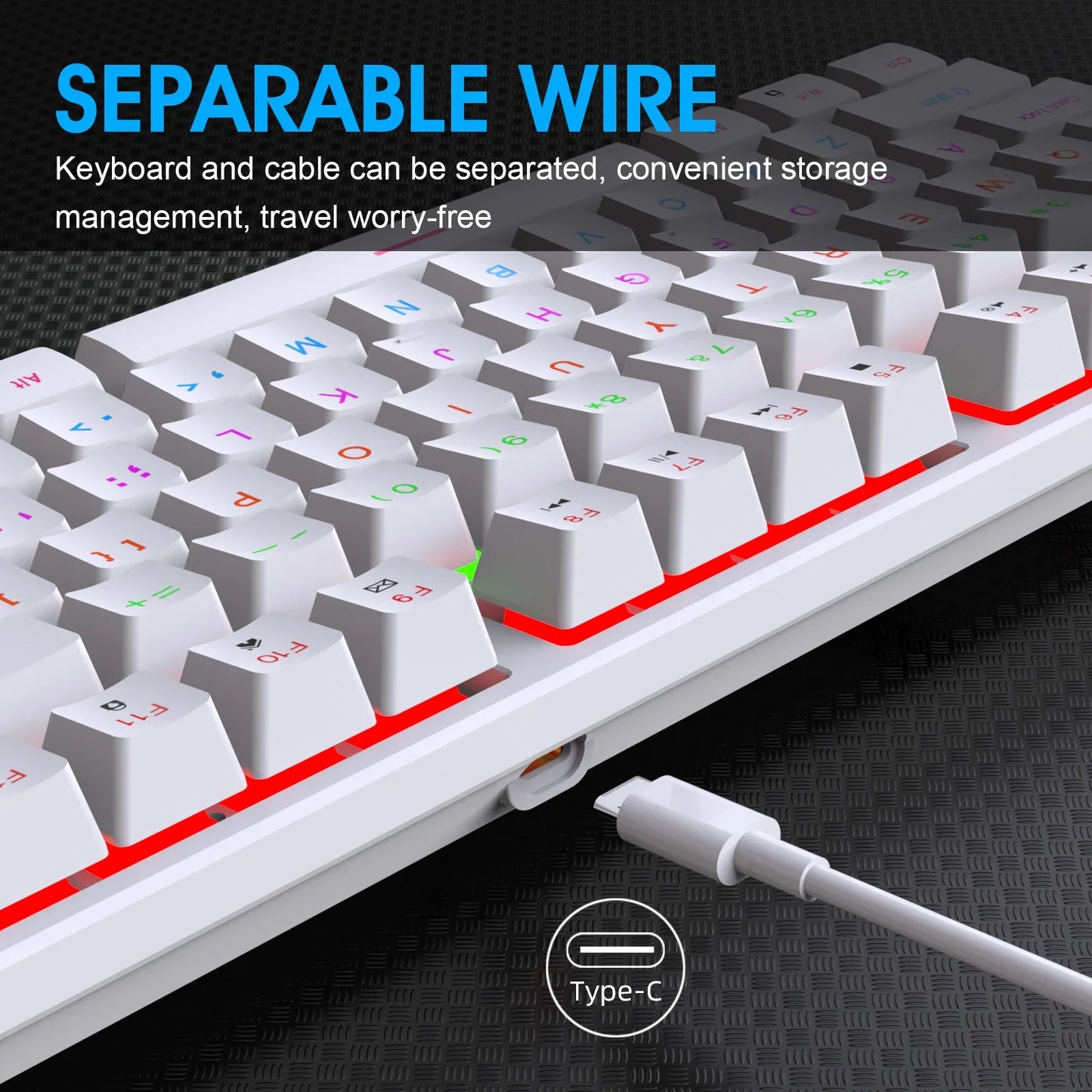 Wired Gaming Keyboard Cool Light Backlit Waterproof Gaming Keyboard Full Size 104 Key Mechanical Feel Keyboard for PC Gamer