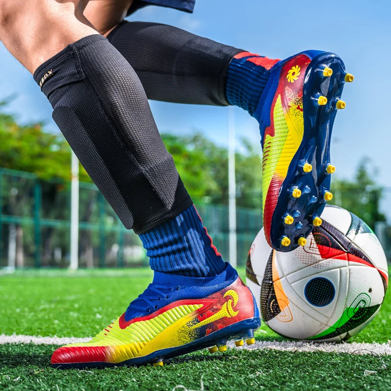 New Men Football Boots Outdoor Sport Boys Long Spikes Non Slip Breathable Match Training Cleats Soccer Shoes Adult Comfortable