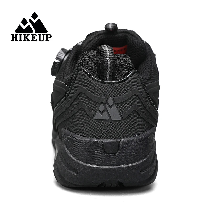 HIKEUP Leather Men's Outdoor Hiking Shoes Tourist Trekking Sneakers Mountain Climbing Trail Jogging Shoes with Turnbuckle