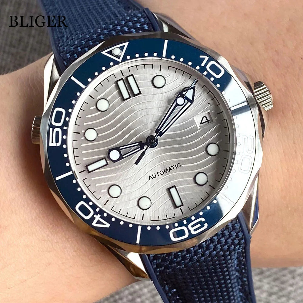 BLIGER Luxury 41mm Mechanical Men's Watch Sapphire Glass NH35AMIYOTA PT5000 Movement Steel Bracelet Ceramic Bezel Date Function
