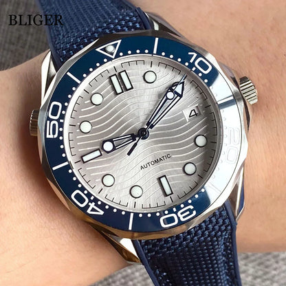 BLIGER Luxury 41mm Mechanical Men's Watch Sapphire Glass NH35AMIYOTA PT5000 Movement Steel Bracelet Ceramic Bezel Date Function