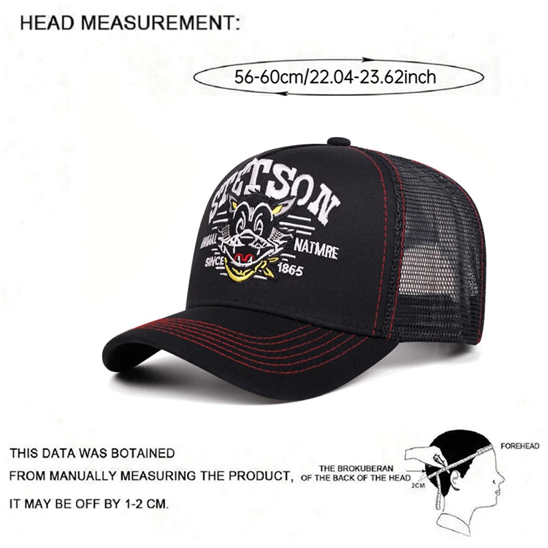 2025 Cartoon New Baseball Hat STETSON Cartoon Cat Truck Hat Street Hip Hop Hat Daily Leisure Sports Sunshade Breathable Mesh Hat