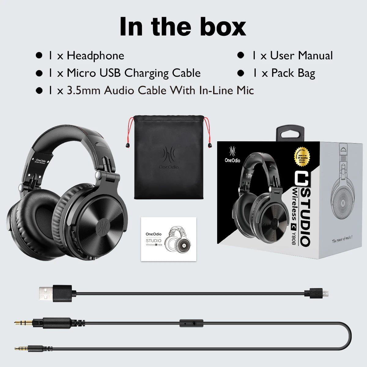 OneOdio Pro-M kabellose Gaming-Kopfhörer Bluetooth 5.2 HiFi-Stereo-Headset 110H Akkulaufzeit mit Mikrofon, tiefer Bass, faltbare Over-Ear-Kopfhörer