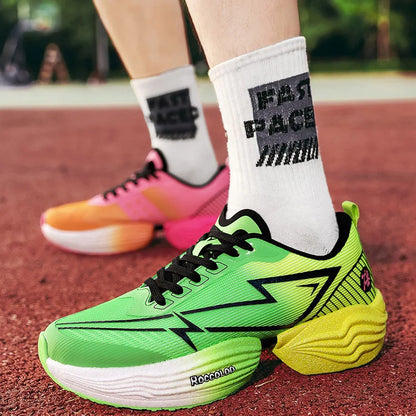 Couple Sports Shoes Professional Marathon Comfortable Jogging Shock-absorbing Training Shoes High Rebound Anti-Slip Racing Shoes