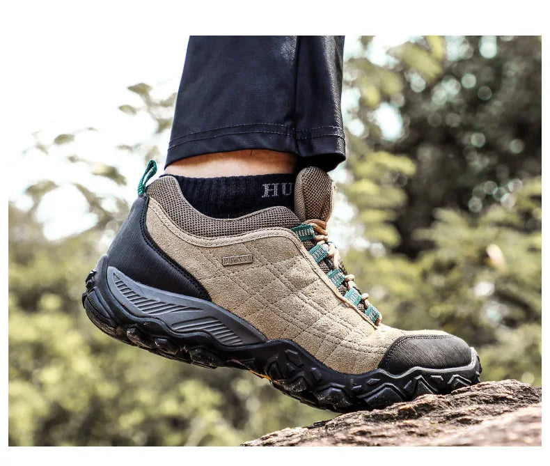 HUMTTO Hiking Shoes Men's Luxury Designer Winter Climbing Trekking Sneakers Leather Outdoor Sports Work Shoes 110282A