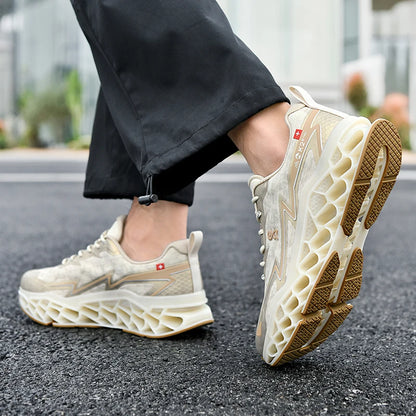 2026 New Summer Outdoor Mens Sports Shoes 3D Printed Sole Rebound Lightweight Running Shoes Foot Protection Stable Walking Shoes