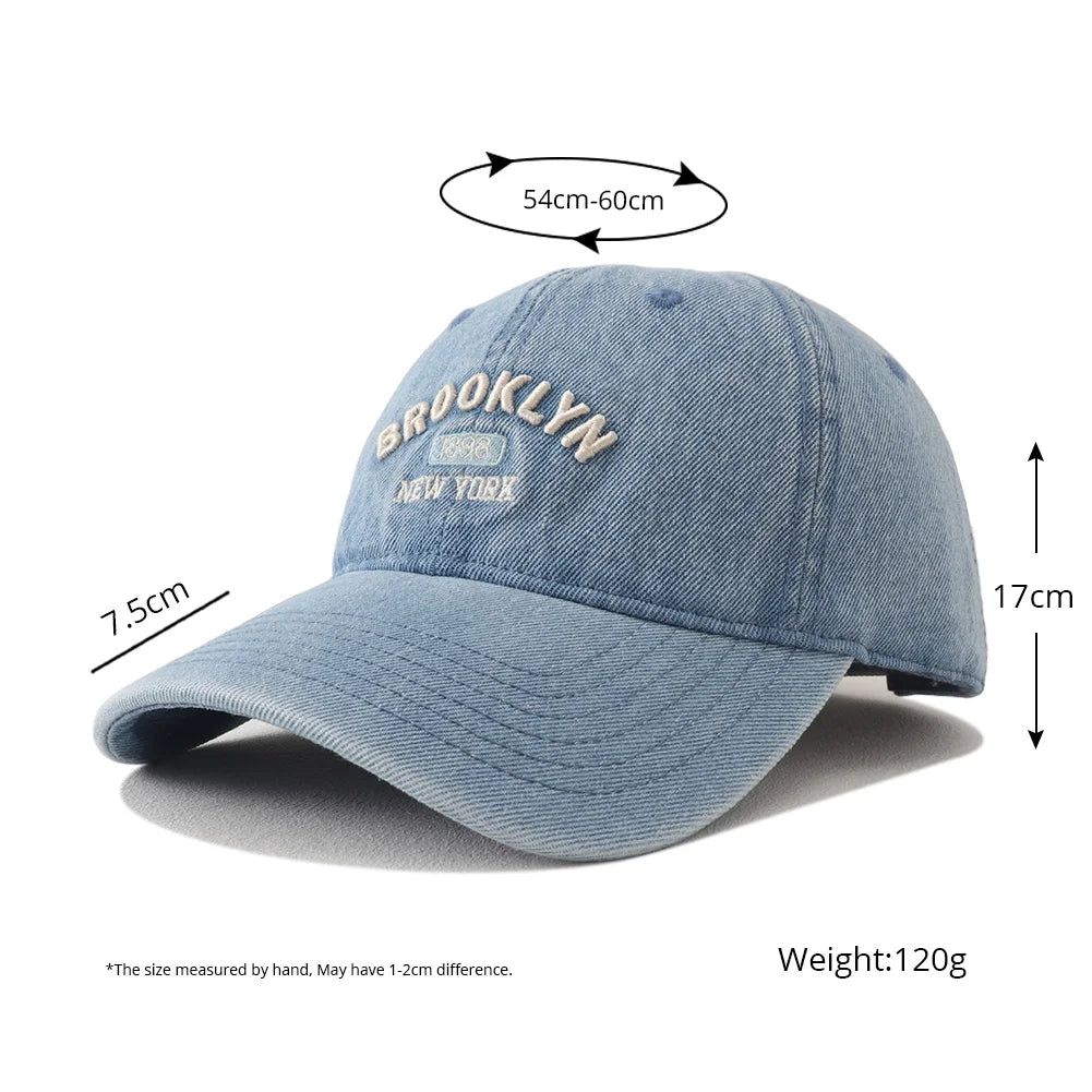 2025 New Vintage Denim Visors Hat Fashion Jeans Baseball Cap Unisex Letter Embroidery Hip Hop Snapback Caps Cool Casquette