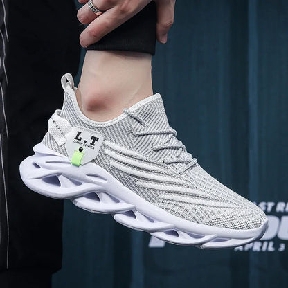 YRZL Men Sports Running Black Jogging Shoes Casual Sneakers Outdoor Breathable Mesh Women Light Shock-Absorption Black Tennis