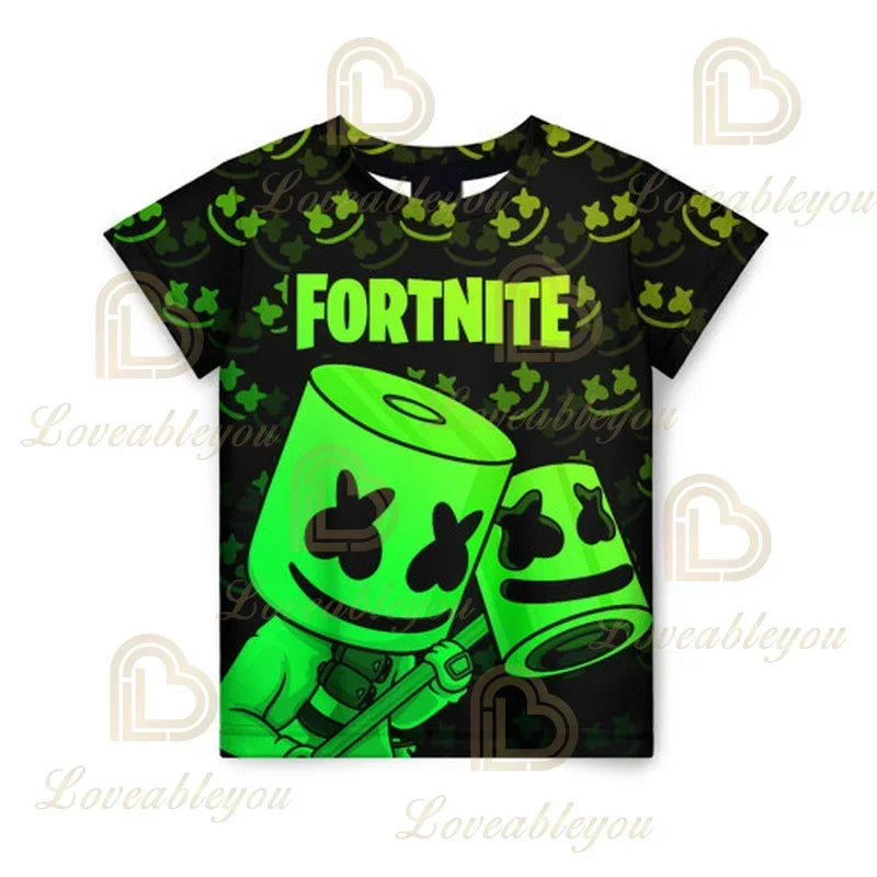 Fortnite 3D Printed Short Sleeve T-Shirt Game Cartoon Print Battle Royale Adult Kid Clothes Kids T-shirt Harajuku T-shirt