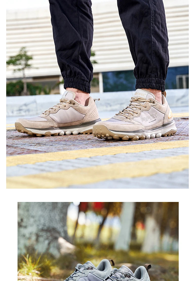 Rax Cowhide Hiking Shoes Men Outdoor Mountain Antiskid Climbing Sneakers Warm Lightweight Trekking Boots Sports Casual Shoes