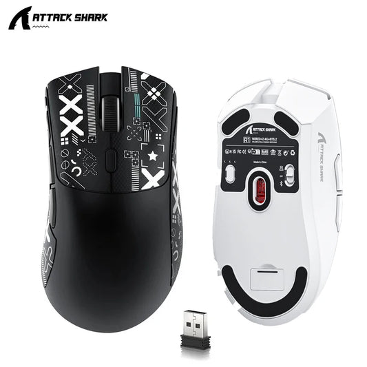 Mouse gaming wireless Attack Shark R1 leggero Bluetooth 2.4G PAW3311 18000DPI ergonomico con macro