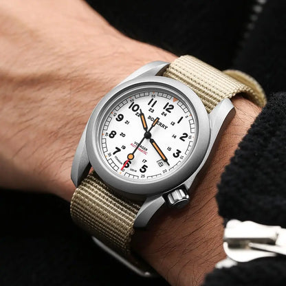 BODERRY Men's Automatic Watch 40MM Titanium Pilot Sport Mechanical Wristwatch 100m Waterproof Sapphire C3 Luminous NH35