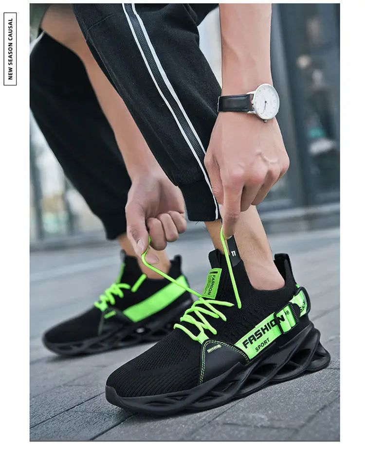Zapatillas deportivas casual moradas de moda en oferta para mujer y hombre, calzado running con suela tipo blade, talla grande 48, ligeras y transpirables, zapatillas deportivas de malla para hombre