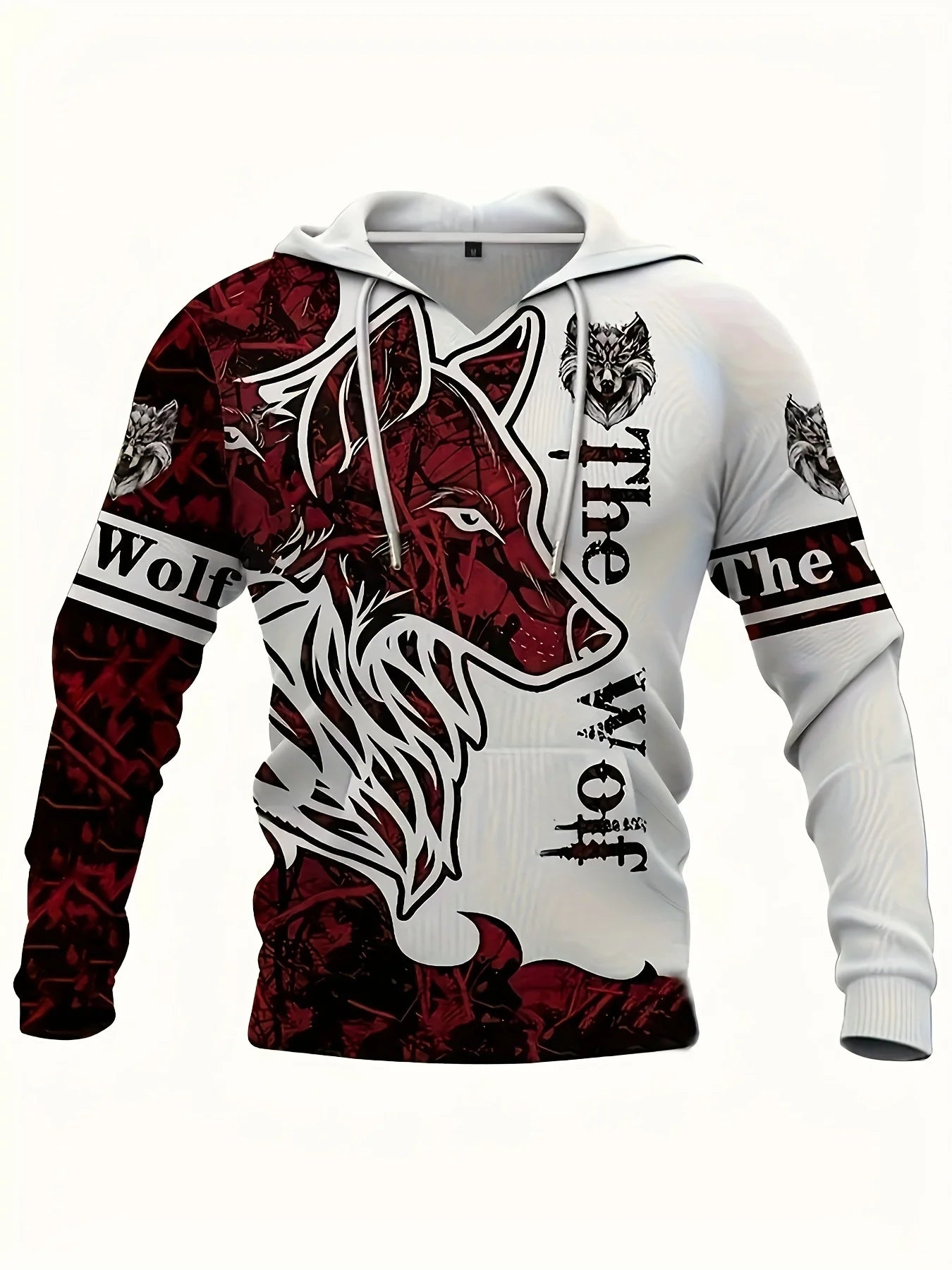 Felpa con cappuccio da uomo per l’autunno, alla moda, personalizzata con stampa lupo, morbida e confortevole, abbigliamento outdoor in stile streetwear