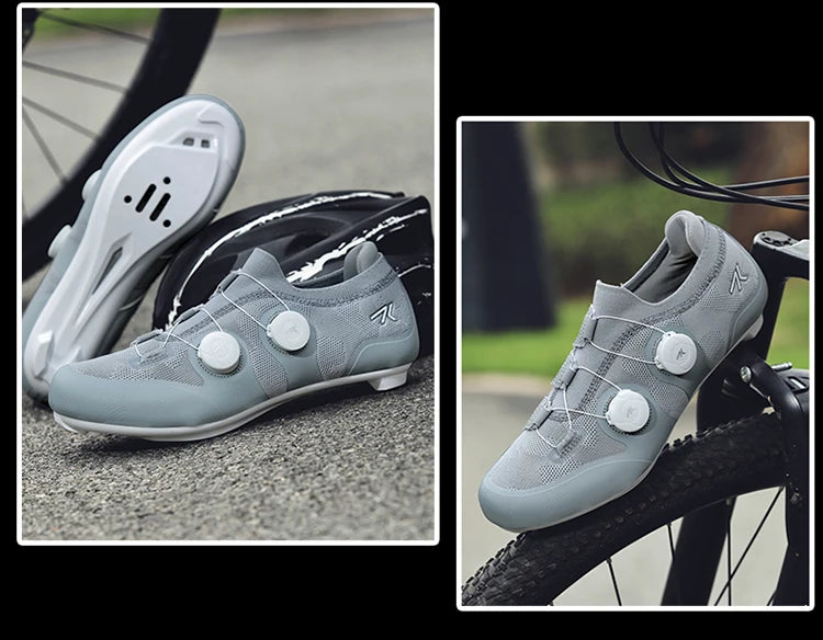Cycling shoes road bike unisex, HsYixin breathable SPD self-locking non-slip racing road bike shoes flat MTB bicycle sneakers