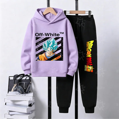 Kids Dragon Ball Camo Goku Printed Hoodie Set Casual Loose Comfortable Long Sleeve Sweatshirt Pants 2 Piece Outfits for Boys